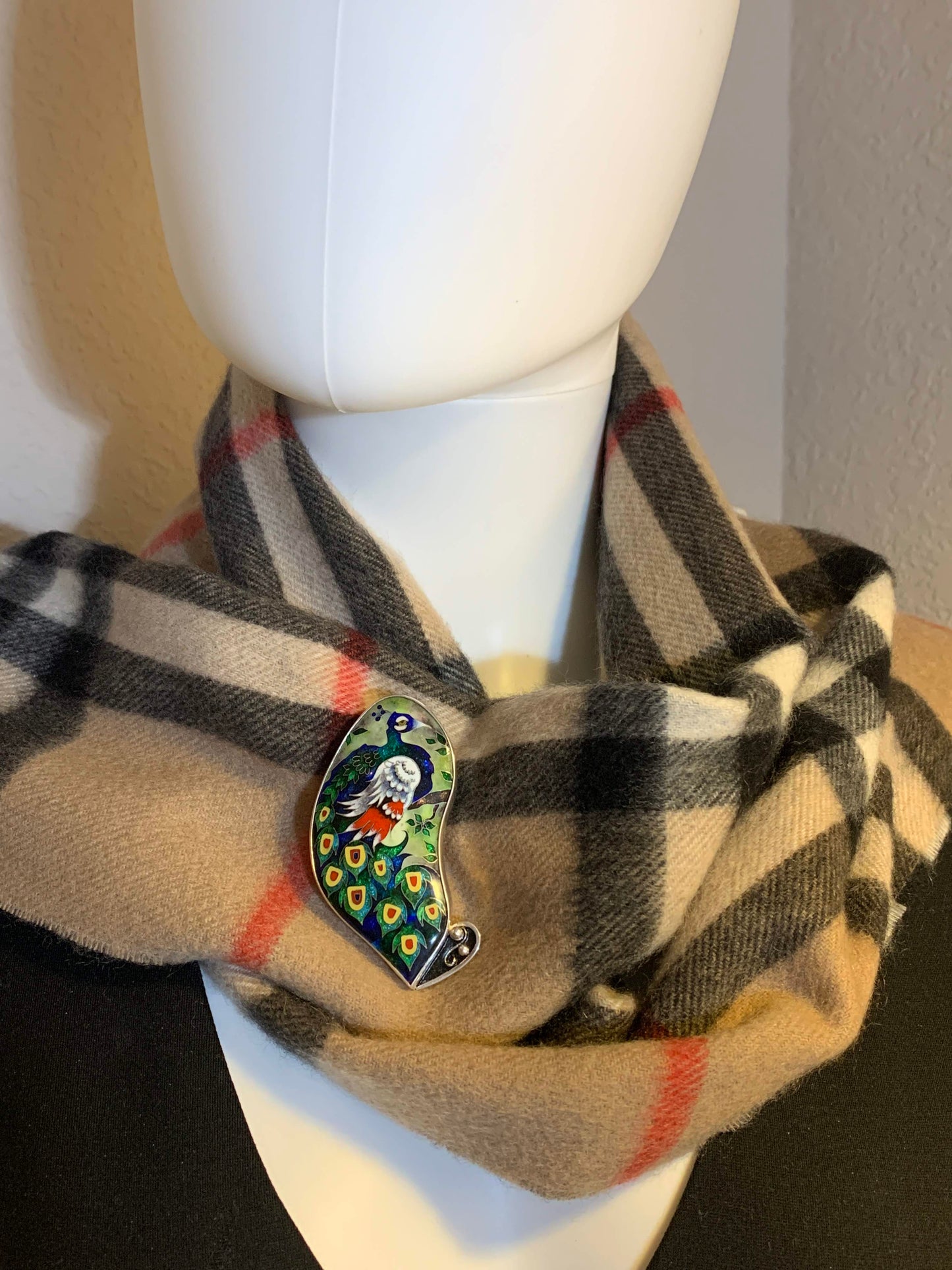 Peacock Handmade Cloisonne Glass Enamel Pendant/Brooch Necklace - ANARA & CO ENGRAVINGS - ANARA AND CO JEWELRY