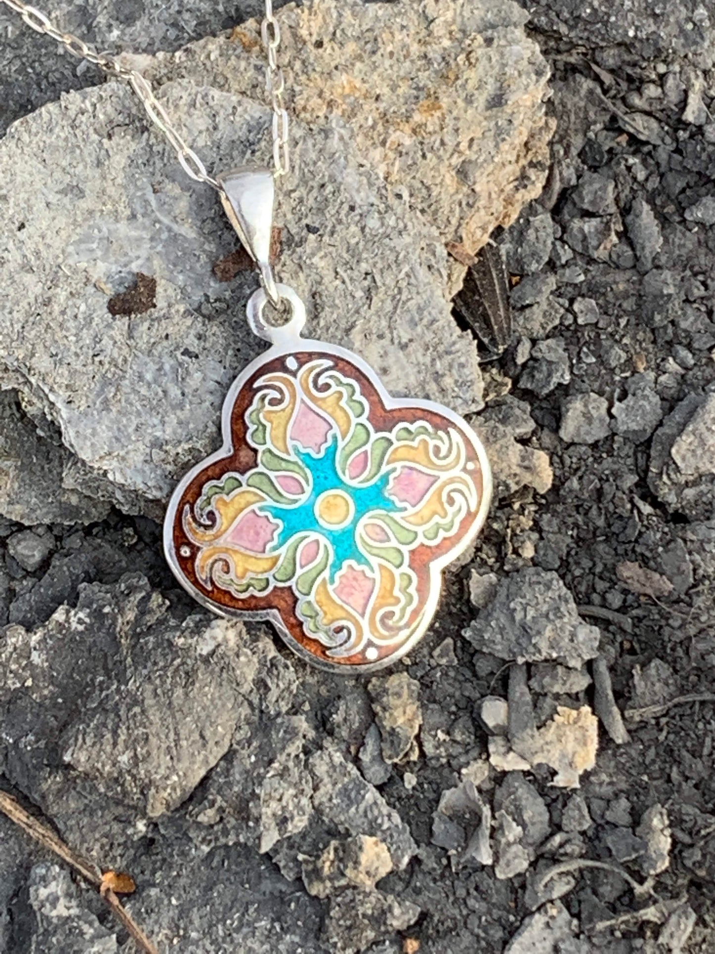 Enamel Cross Cloisonne Handmade Pendant - ANARA & CO ENGRAVINGS - ANARA AND CO JEWELRY