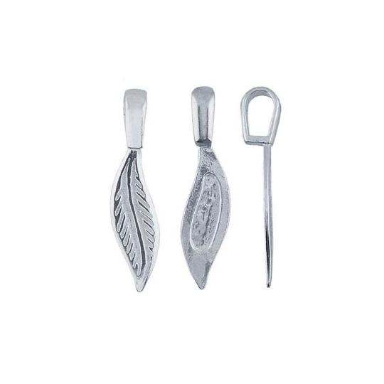 Sterling Silver Bail Feather Glue On For Cabochons Accessory