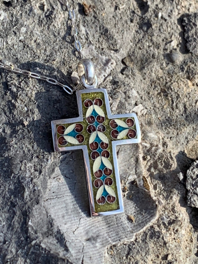 Enamel Cross Handmade Cloisonne Pendant - ANARA & CO ENGRAVINGS - ANARA AND CO JEWELRY