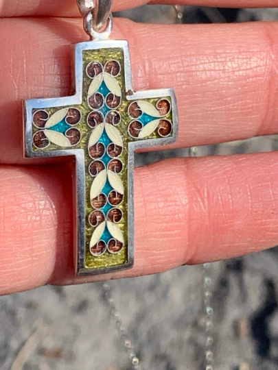 Enamel Cross Handmade Cloisonne Pendant - ANARA & CO ENGRAVINGS - ANARA AND CO JEWELRY