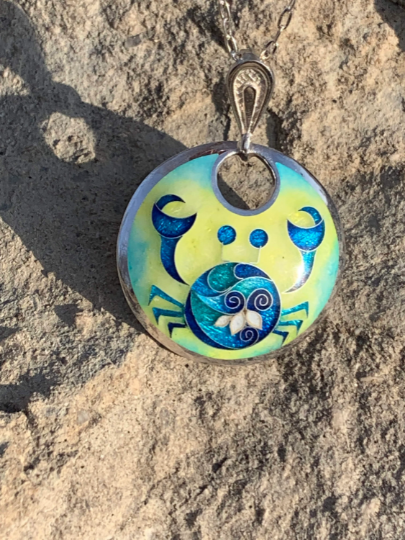 Enamel Cloisonne Crab Necklace