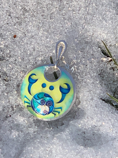 Enamel Cloisonne Crab Necklace