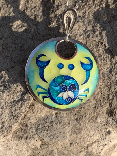 Enamel Cloisonne Crab Necklace