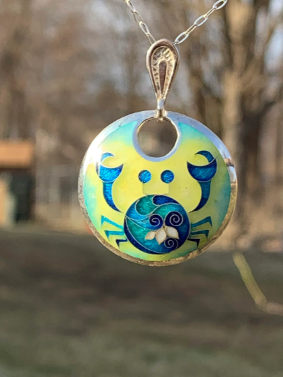Enamel Cloisonne Crab Necklace