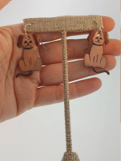 Enamel Copper Dog Earrings