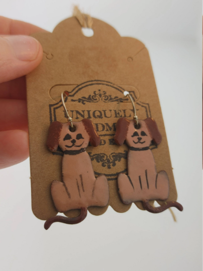 Enamel Copper Dog Earrings