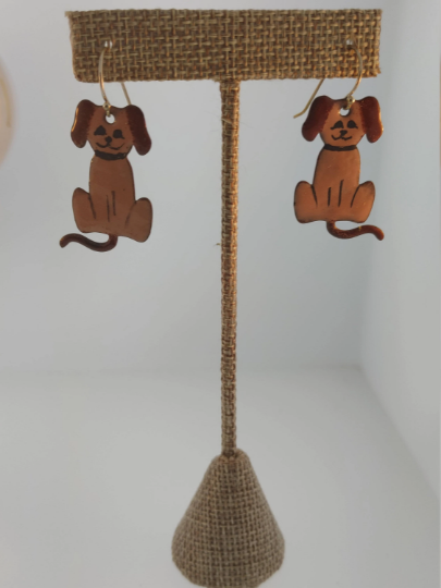 Enamel Copper Dog Earrings