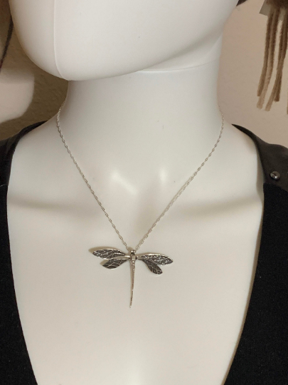 Dragonfly Necklace Sterling Silver Pendant - ANARA & CO ENGRAVINGS - ANARA AND CO JEWELRY