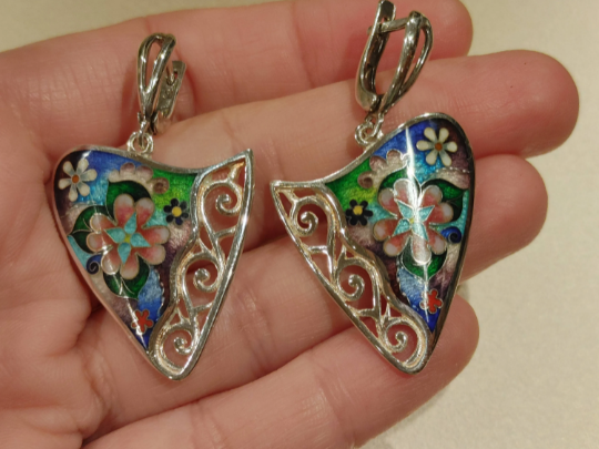 Cloisonne earrings hot sale