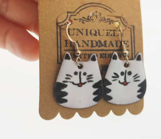 Enamel Copper Cats Earrings