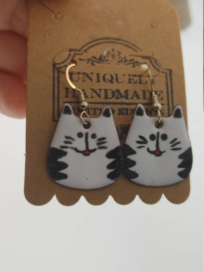 Enamel Copper Cats Earrings