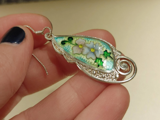 Cloisonne Enamel Flower Earrings