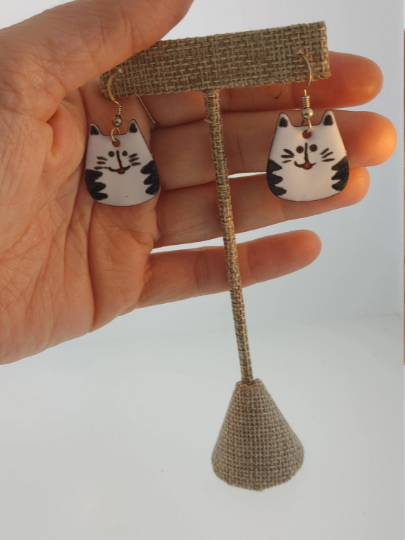 Enamel Copper Cats Earrings