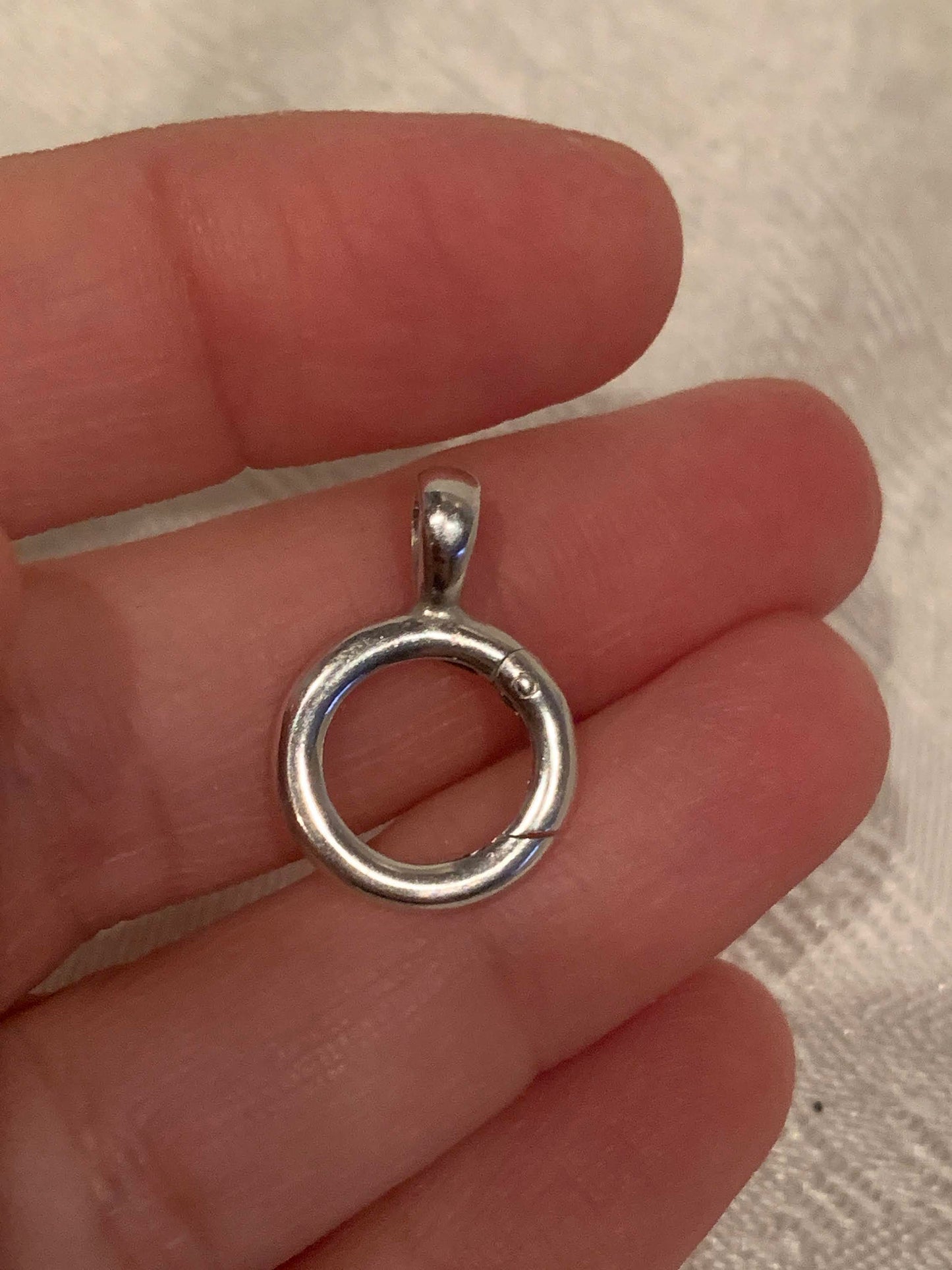Circle Charm Holder Sterling Silver Round Hinged Pendant Ring Holder - ANARA & CO ENGRAVINGS - ANARA AND CO JEWELRY