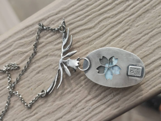 Handmade Lavender Turquoise Sterling Silver Festoon Necklace