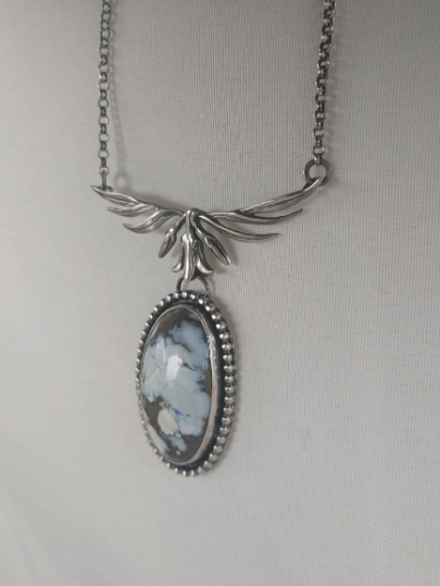 Handmade Lavender Turquoise Sterling Silver Festoon Necklace