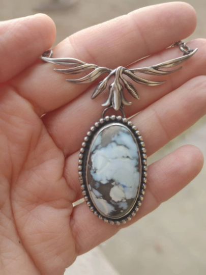 Handmade Lavender Turquoise Sterling Silver Festoon Necklace