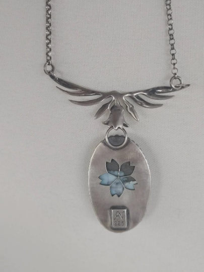 Handmade Lavender Turquoise Sterling Silver Festoon Necklace