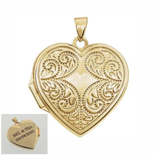 14K Yellow Gold Photo Locket Heart Shape