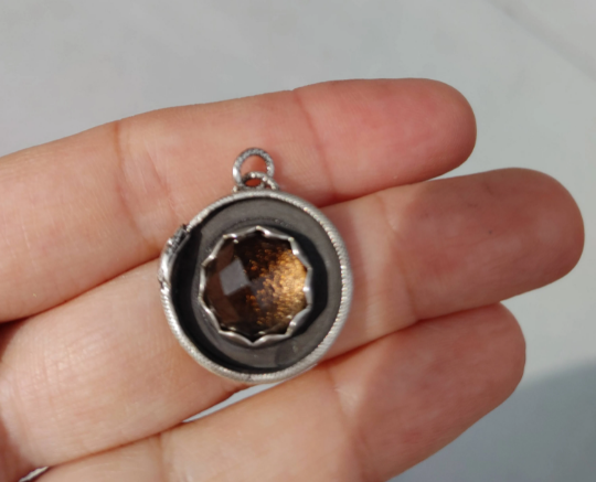 Sterling Silver Ouroboros Snake Necklace With Smoky Quartz Stone
