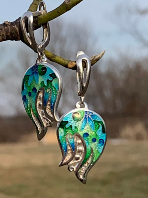Cloisonne Enamel Pomegranate Earrings