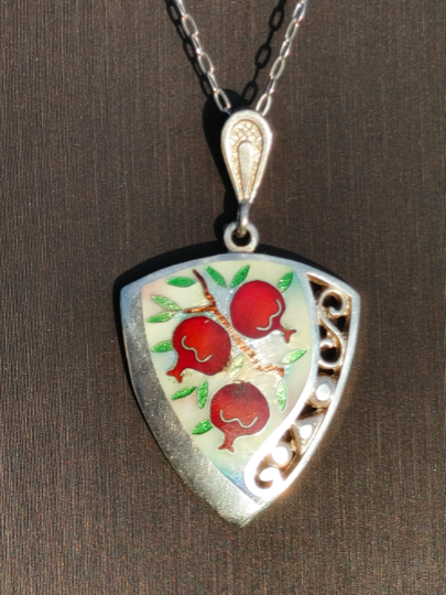 Cloisonne Enamel Pomegranate Necklace