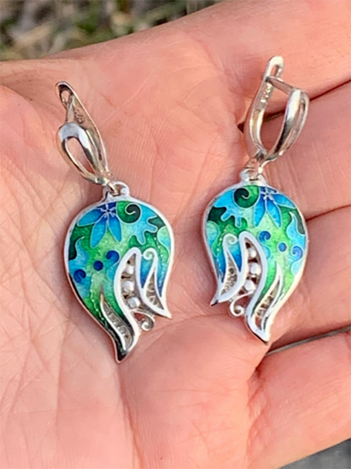 Cloisonne Enamel Pomegranate Earrings