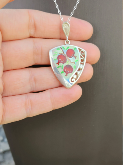 Cloisonne Enamel Pomegranate Necklace