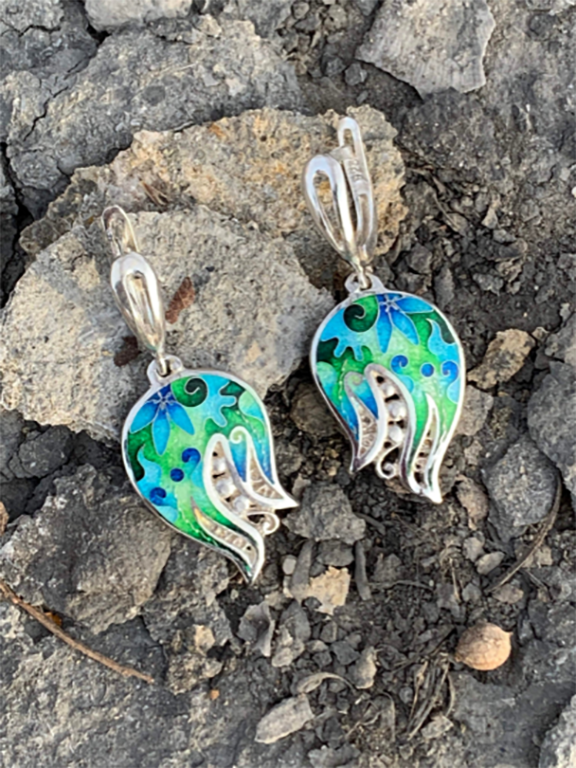 Cloisonne Enamel Pomegranate Earrings