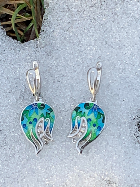 Cloisonne Enamel Pomegranate Earrings