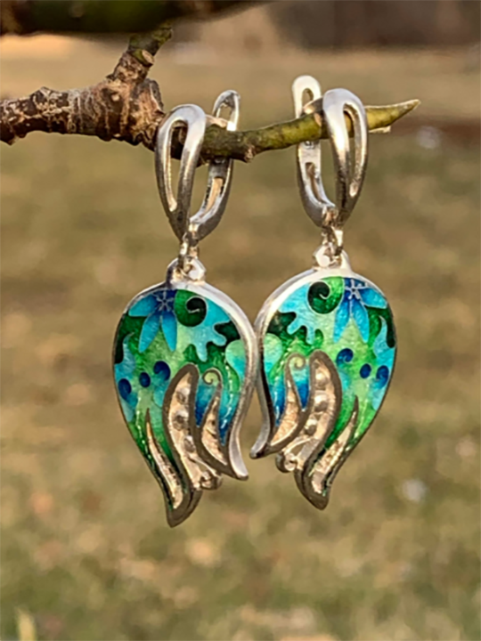 Cloisonne Enamel Pomegranate Earrings