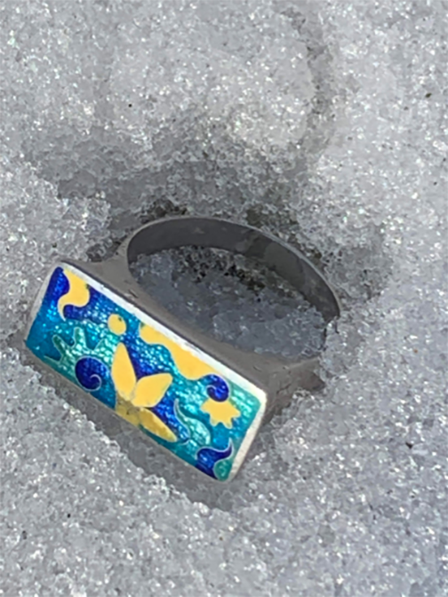 Cloisonne Enamel Ring Flowers