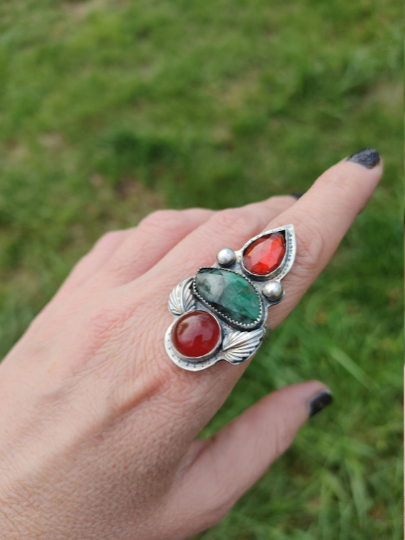 Large Statement Ring Hessonite Garnet