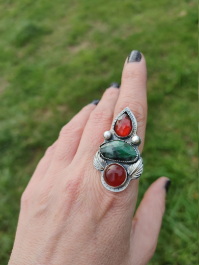 Large Statement Ring Hessonite Garnet