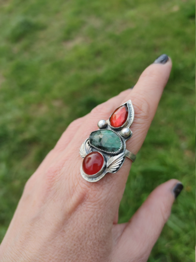 Large Statement Ring Hessonite Garnet