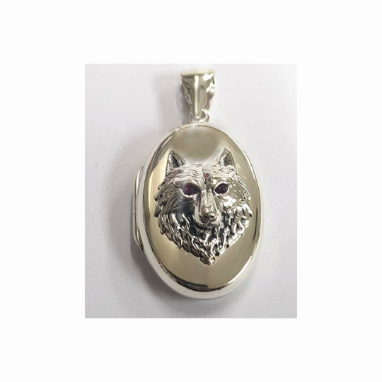 Engravable Picture Locket Necklace Wolf Head - ANARA & CO ENGRAVINGS - ANARA AND CO JEWELRY