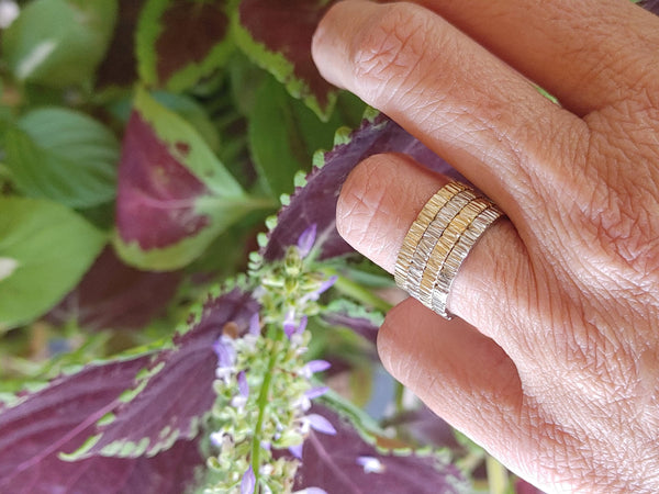 18K Solid Gold Stacking Rings Textured Bands