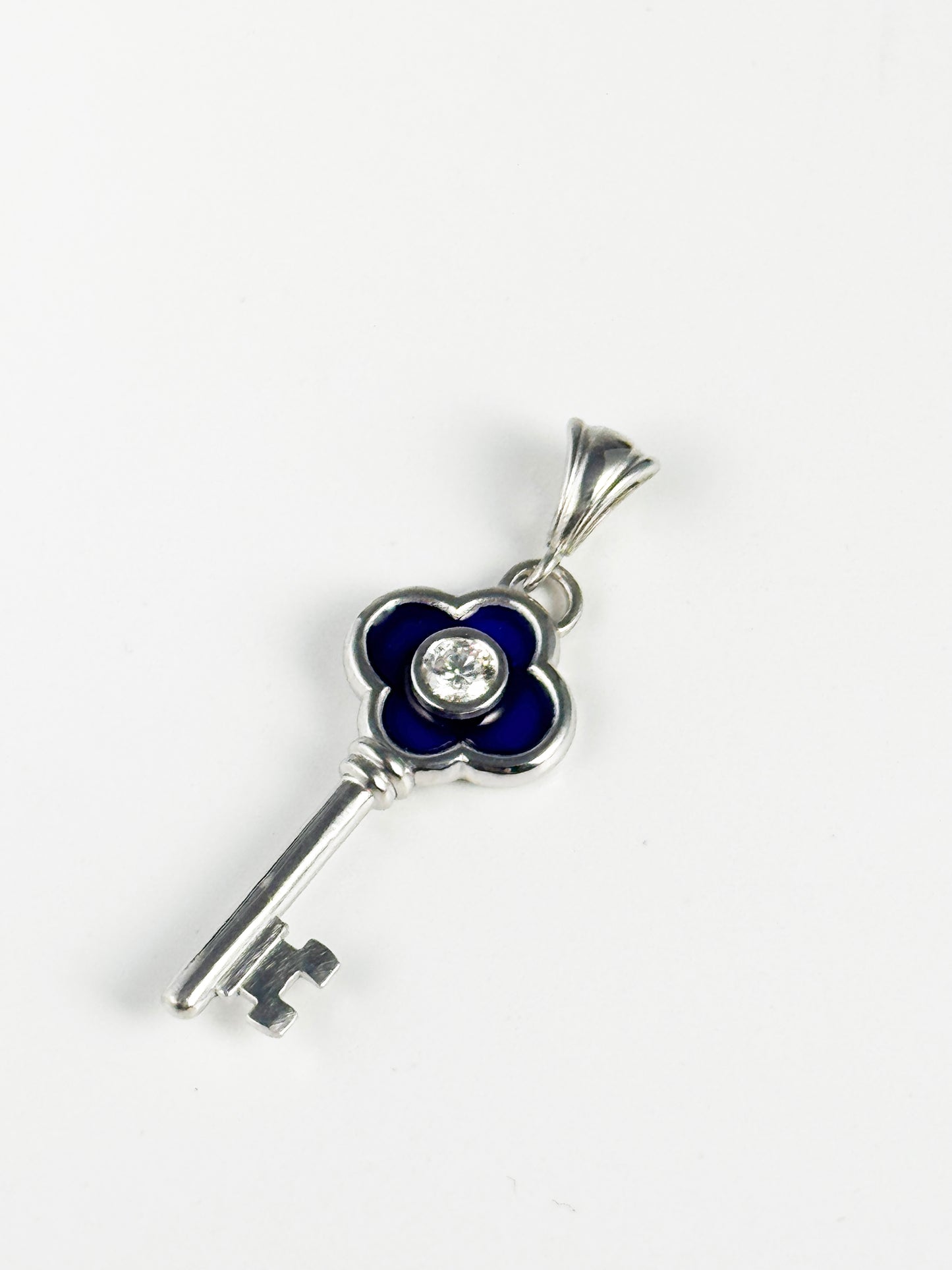 Diamond Enamel Key Necklace Handmade