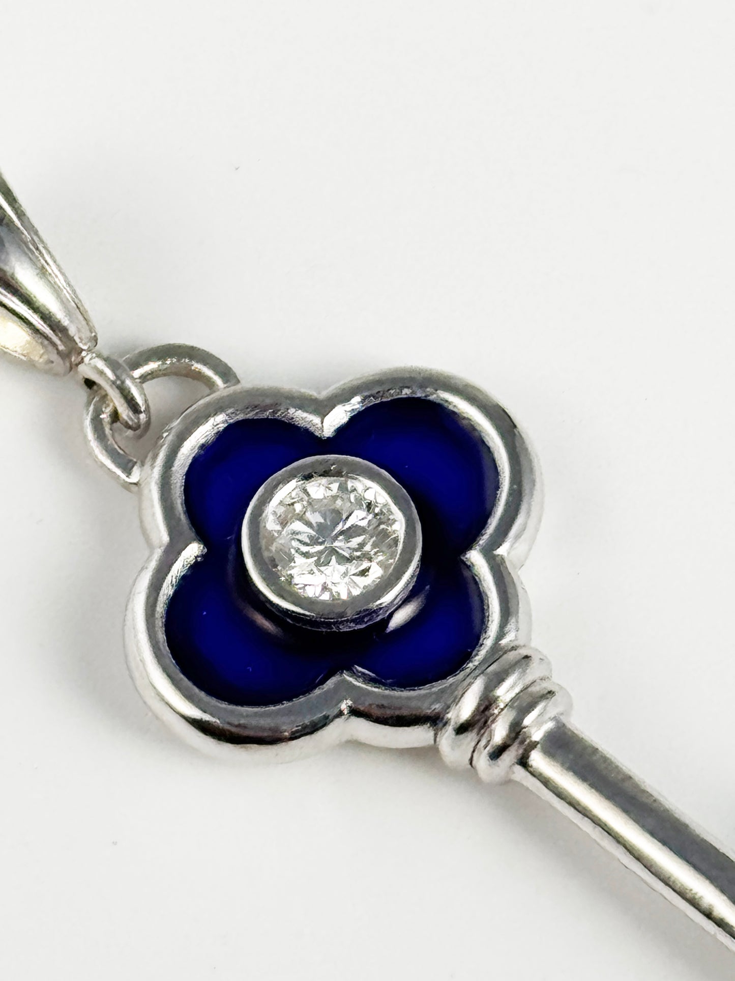 Diamond Enamel Key Necklace Handmade