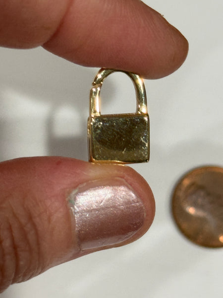 14K Gold Padlock Charm Hinged Bail Necklace Bracelet Connector