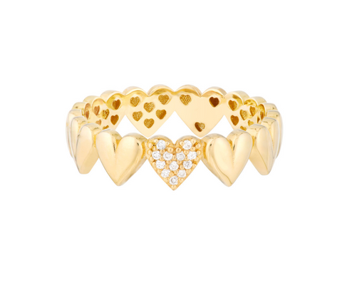 14K Gold Diamond Puffy Ring