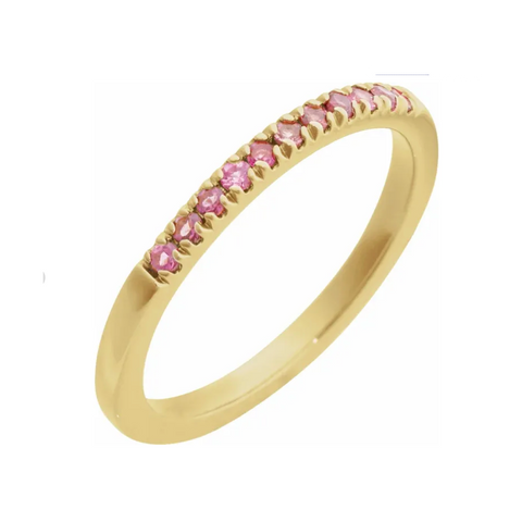 14K Solid Gold Tourmaline Pave Ring Handmade