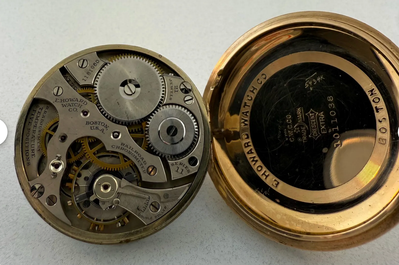 E. Howard Antique Pocket Watch/ 11 Series Swing Out Case/