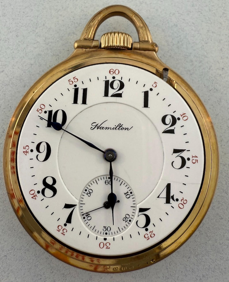 Hamilton 952 Motor Barrel antique pocket watch, view 4
