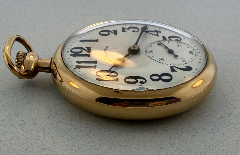 1922 Illinois antique pocket watch with 14K gold-filled case, view 4