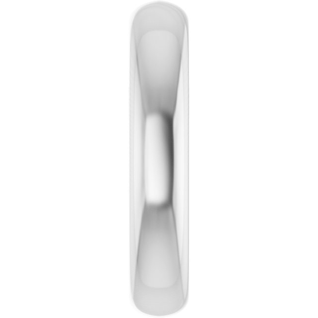 Side view of white metal oval charm bail showing its slim profile