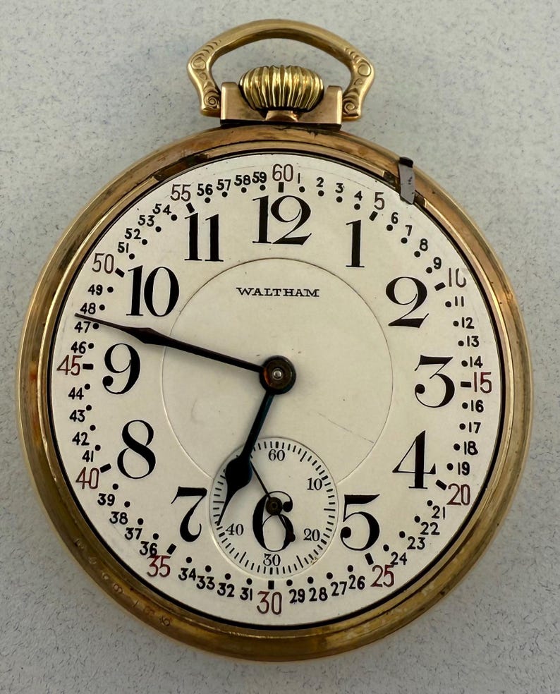 1918 Waltham railroad-grade pocket watch, view 4