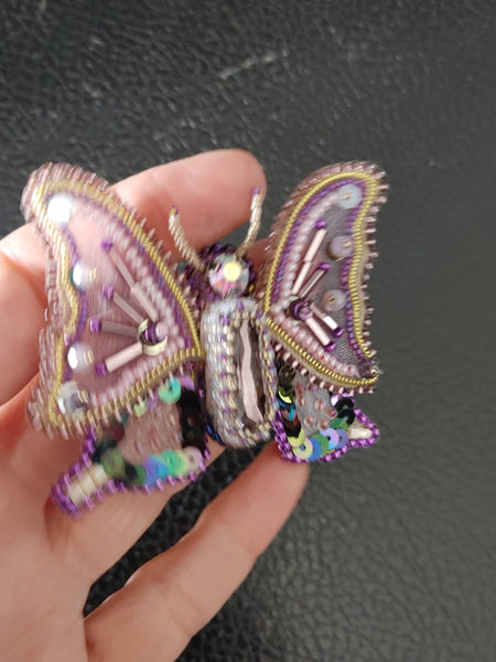 Beaded Embroidered Brooch Butterfly Handmade