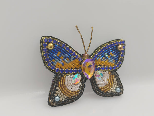 Beaded Butterfly Brooch Handmade